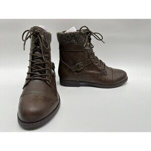 Torrid Sz 13 Wide Men's Brown PU Leather Lace Up Zip Sweater Hiker Combat Boots